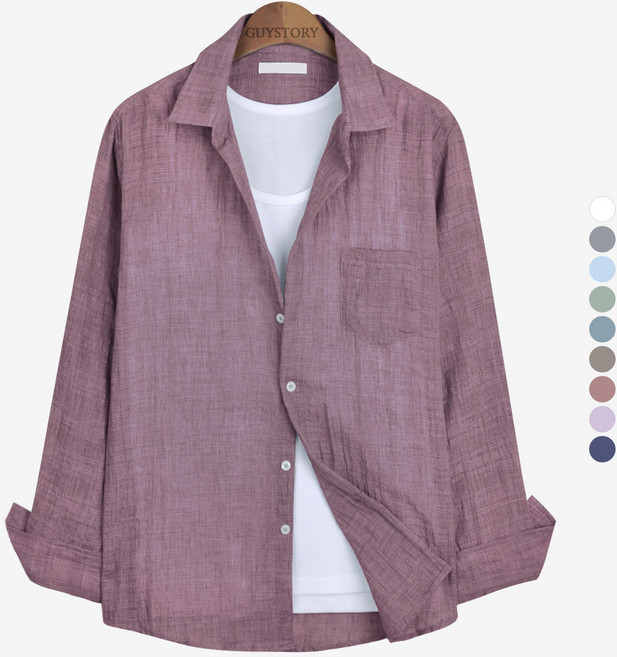가이스토리 남자 빅사이즈 남방 남성 여름 시원한 린넨 출근룩 투로롤업셔츠
