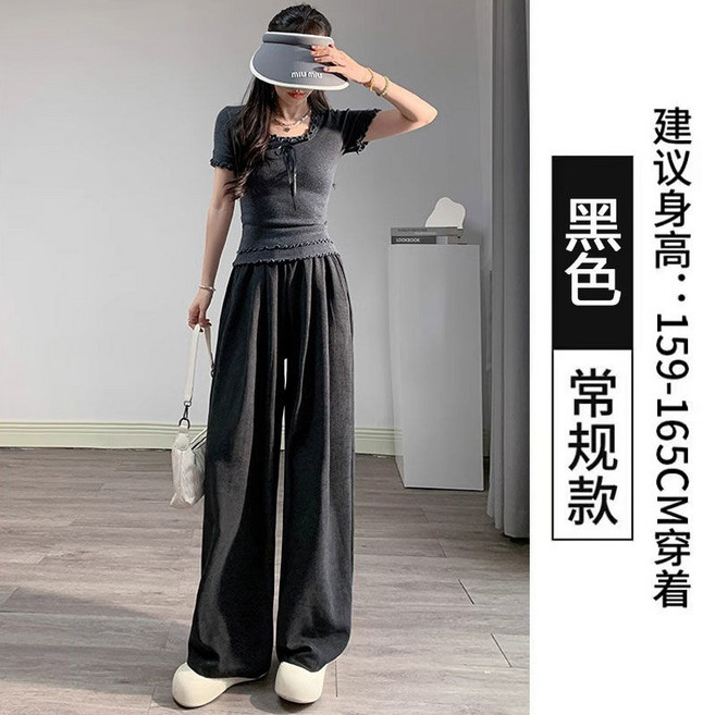 YIFANS STYLE 冰絲闊腿褲 夏季薄款高腰垂感寬鬆休閒褲