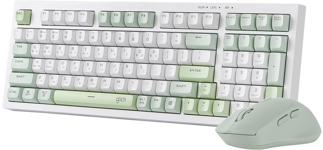 지클릭커 오피스프로 WMK50 사일런스 M 98 무선 키보드 마우스 세트, 그린위치, 일반형