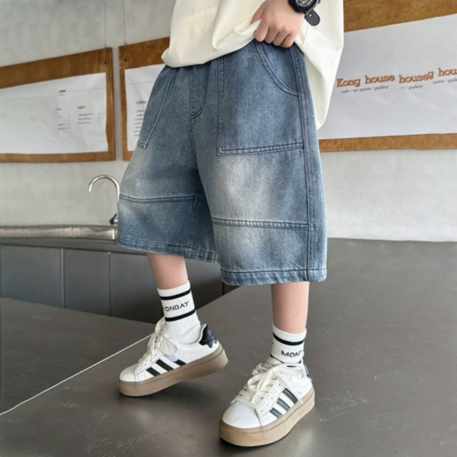 알리팡 남아 청반바지 미디길이 허리밴딩