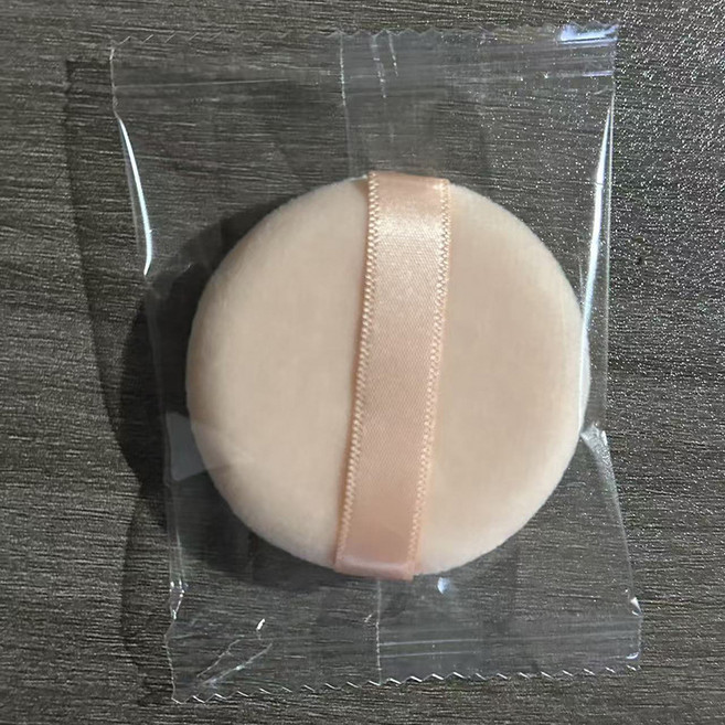 초극세사 크리스탈 벨벳 블랙 숏파일 파우더 퍼프 소형 원형 드라이 파우더 세팅용 파우더 퍼프, 피부색 캔디 봉투 55*10