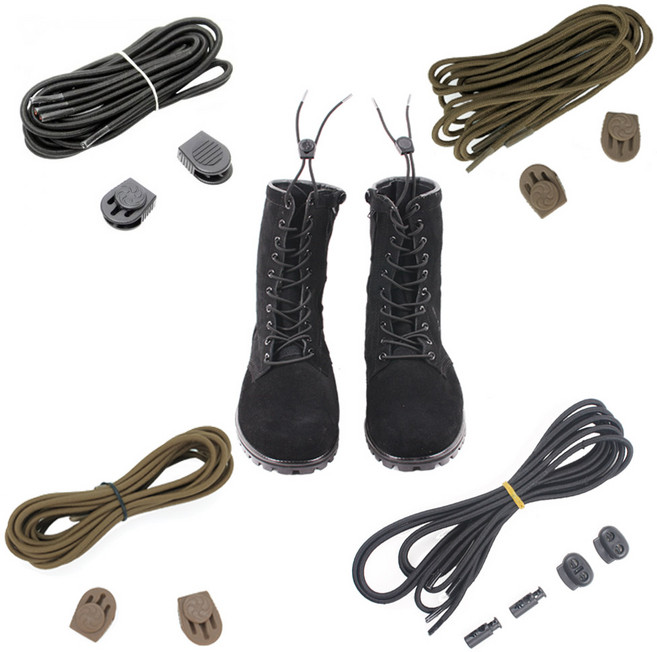 군화끈 + 조임이 세트 5종 일반형 고신축형 검정 갈색 1초 조임 군화 전투화 전술화 신발 등산화 군인 태성, 1개