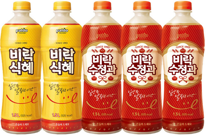 팔도 1.5L 비락 수정과 3개 + 식혜 2개 총 5패트 전통 음료