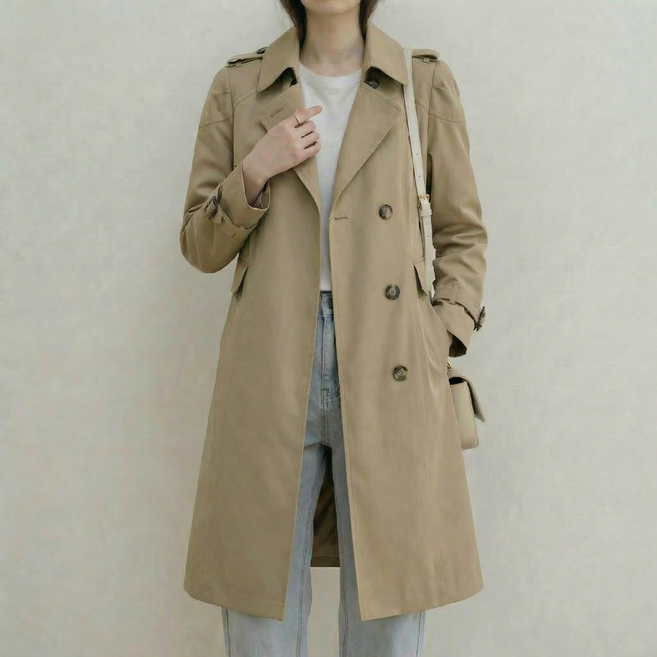 에쥬아 여성 루즈핏 트렌치 코트 데일리 자켓 하프 코트