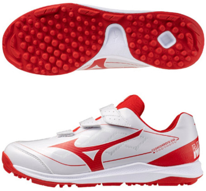 MIZUNO 미즈노 쿠션에보 인조잔디 야구화 252562 화이트/레드
