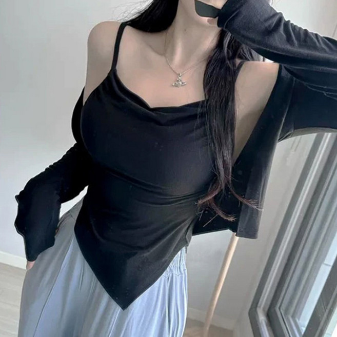 라라홀리 섹시 슬림 언발 끈나시 가디건 세트