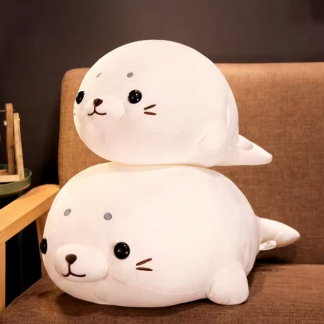 [더조은쿠션] 동물 바디필로우 인형 하프물범 물개 대형 모찌 안고자는 인형 애착인형 생일선물, 아이보리