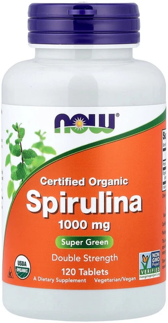 나우푸드 인증 스피룰리나 2배 강도 1000mg 120정, 1개 - 쿠팡