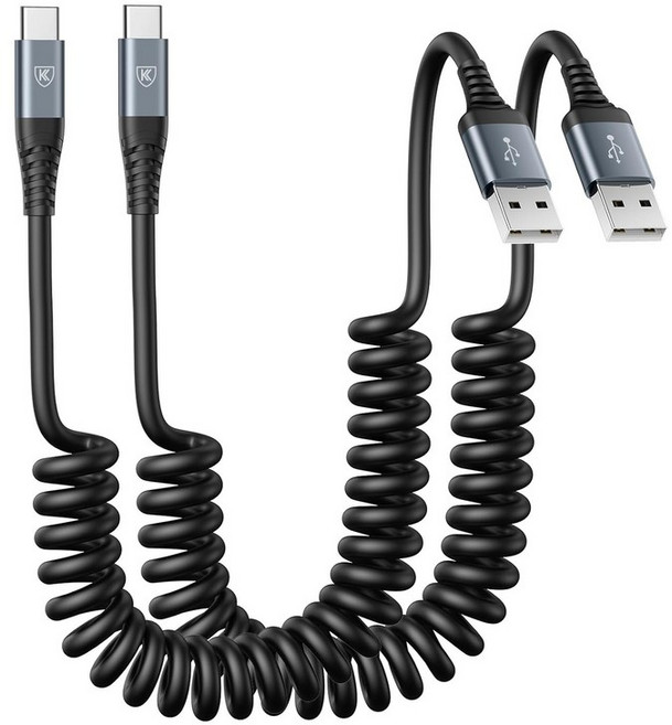 USB 타입 C 충전 케이블 고속 충전 [2팩 3피트] 코일형 A to Type 충전기, 6FT