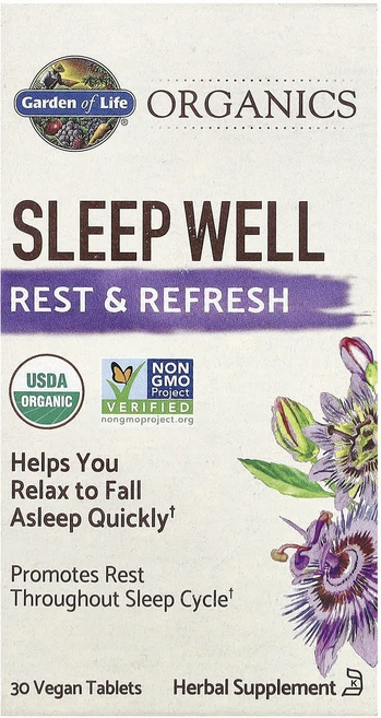 Garden of Life Organics Sleep Well Rest & Refresh 비건 정제 30정, GardenofLifeOrganicsSleepWellR, 1개 - 쿠팡