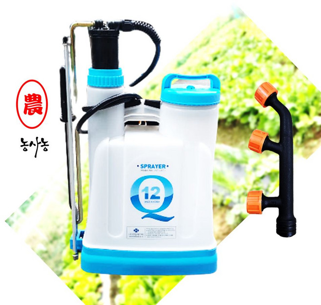 국산 텃밭 농사 작은 소형 배부식 플라스틱 농약 분무기 12L (추가 3구노즐) (농사농), 1개