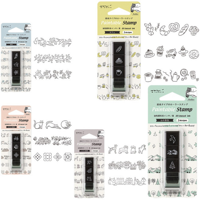 미도리 페인터블 롤러 스탬프 다이어리 꾸미기 도장 스탬프, 1개, 고양이