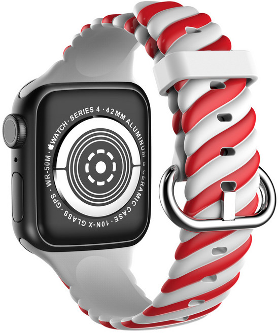 포유 애플워치 아이스크림 실리콘 스트랩 루프 시계줄 줄질 밴드, 레드, 38/40/41mm(공용)