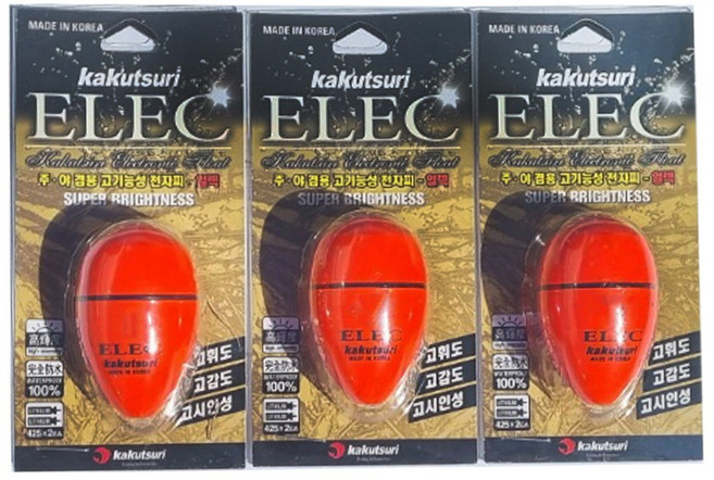 카쿠쯔리 elec 전자찌 3개 감성돔 참돔 벵에돔 야간 선상 갯바위 전자찌 주야겸용찌, 레드1.5호