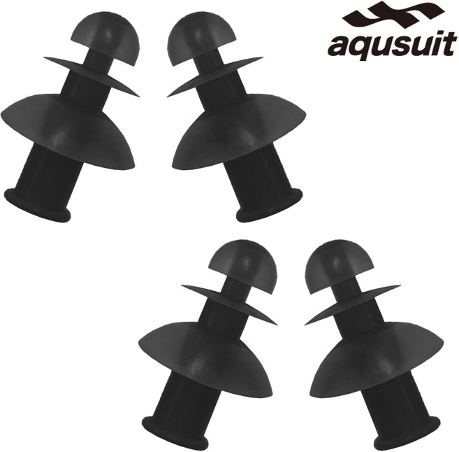 국내생산 아퀴스트 수영 실리콘 귀마개 소음방지 이어플러그 3단 4P 세트, 1개, 블랙