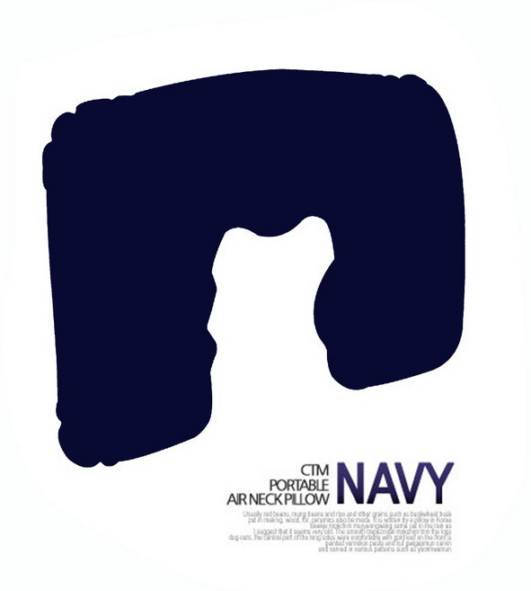 CTM 여행용 에어 베개 목 배개 캠핑, 01 에어목베개-네이비, 1개