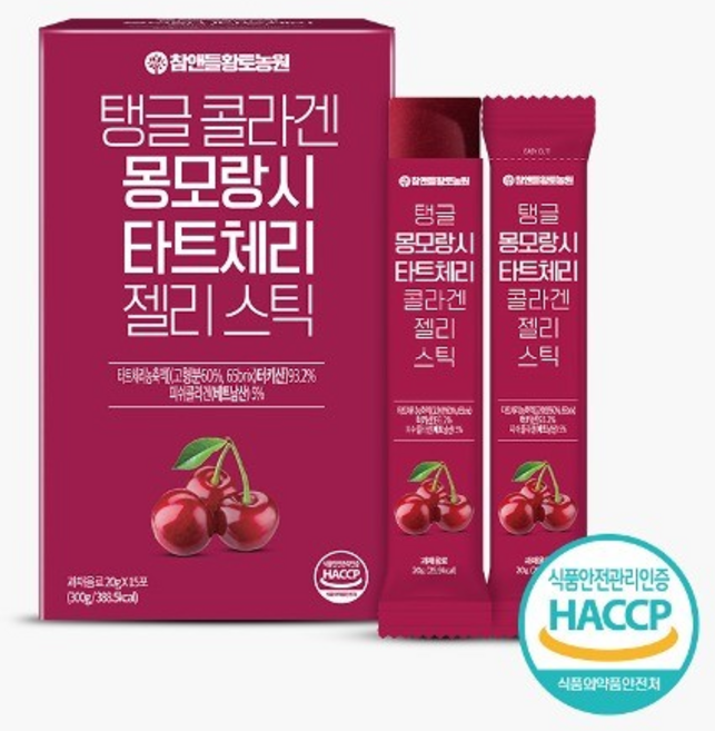 참앤들황토농원 탱글 콜라겐 몽모랑시 타트체리 젤리스틱, 300g, 30개