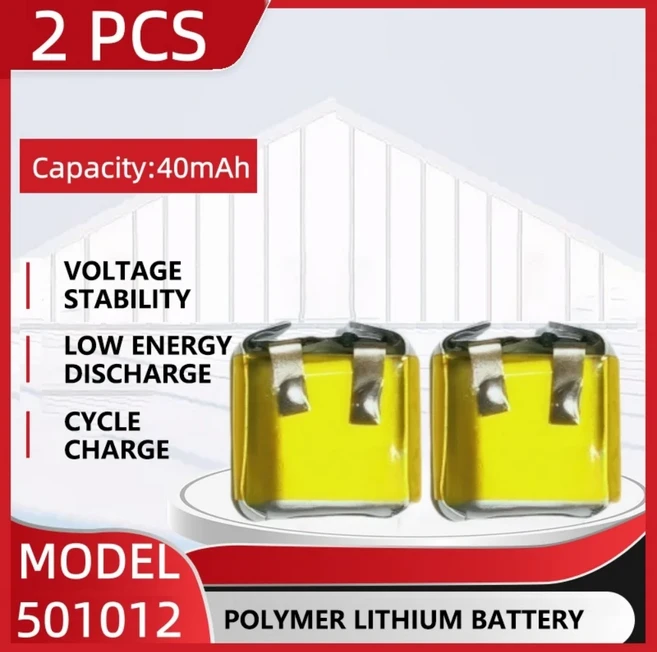 블루투스 헤드셋용 501012 3.7V 40mAh 리포 리튬 배터리 충전식, 02 2 PCS