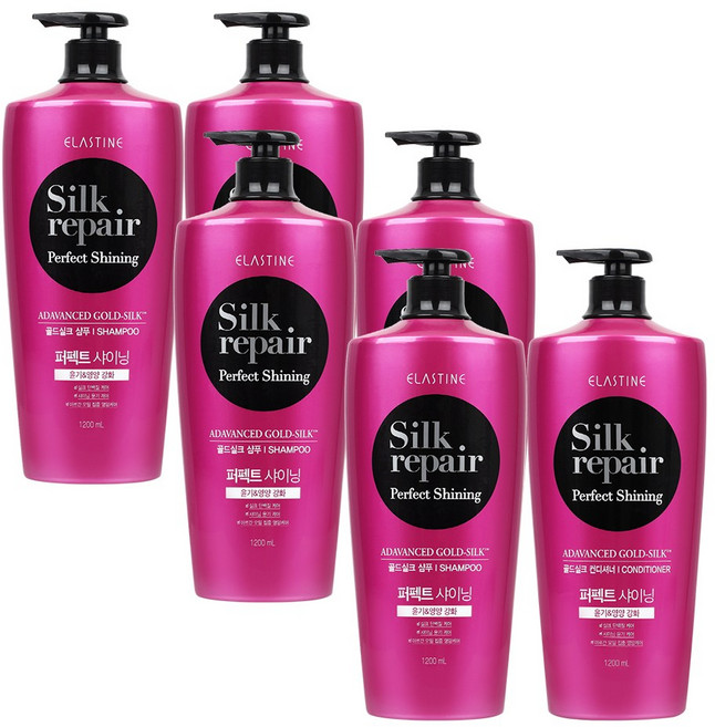 엘라스틴 실크리페어 퍼펙트 샤이닝 1200mlX2개(샴푸+컨디셔너) 3개, 1.2L