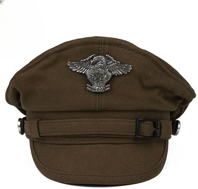 모자 독일군 헬멧 캡틴모자 장군모자 해군 빈티지 맥아더, 블랙, XL (머리 둘레 57-58cm에 적합)