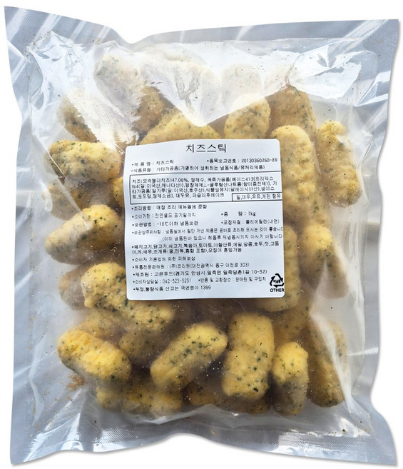 자연산100%치즈로 만든 한입 쏙 치즈스틱(5cm) 1kg(튀김 분식 햄버거)