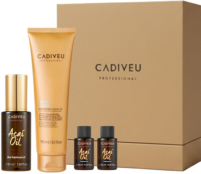 카디뷰 손상모 복구 케어 기프트세트 2종 헤어 에센스 / 전문가용 아사이오일 뉴트리글로우 선물세트, 1개