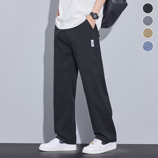 wassup 남자 여름바지 얇은 데님 팬츠 빅 사이즈 통바지 슬랙스바지