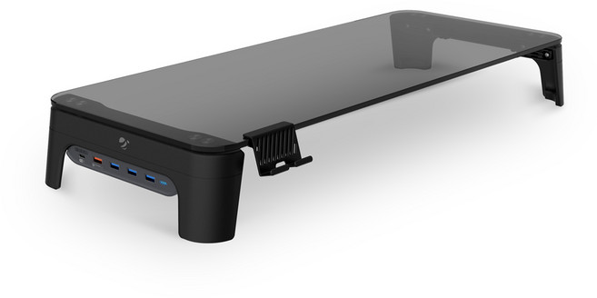 지니비 GMS2 강화유리 모니터받침대, 1개, 블랙(스마트 USB 허브 추가)
