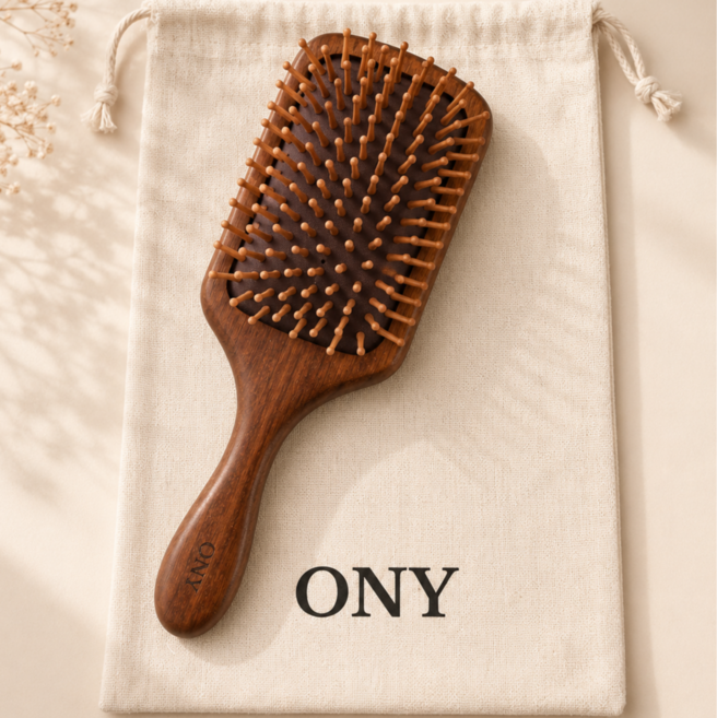 ONY 두피마사지 원목 나무빗 헤어브러쉬 클리너 세트, 1개, 헤어브러쉬 단품