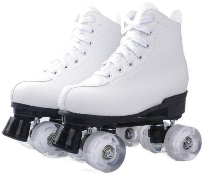 LED 커플 롤러 스케이트 슈즈 남자 여자 4륜 섬광 바퀴 발광 추억, K_ 흰색+플래시휠+가방포함, 1개