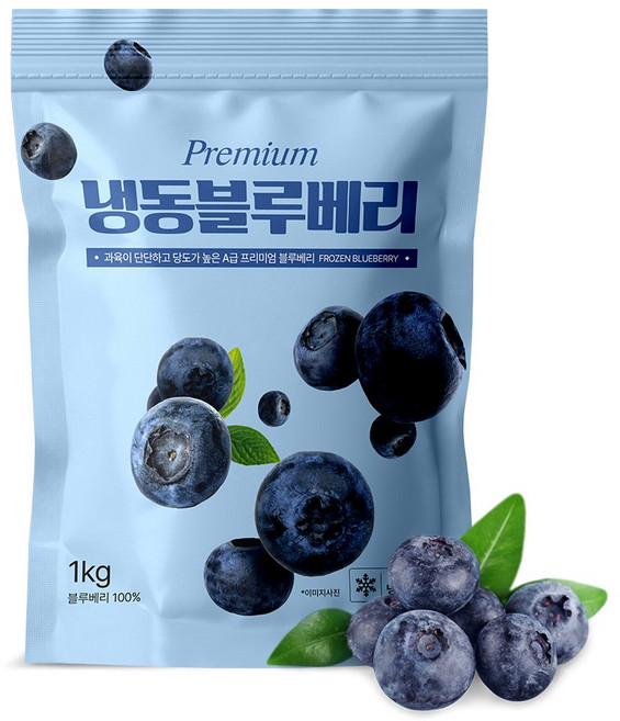 [지퍼백] 무첨가 100% 프리미엄등급 냉동블루베리 1KG, 1kg(칠레), 1개