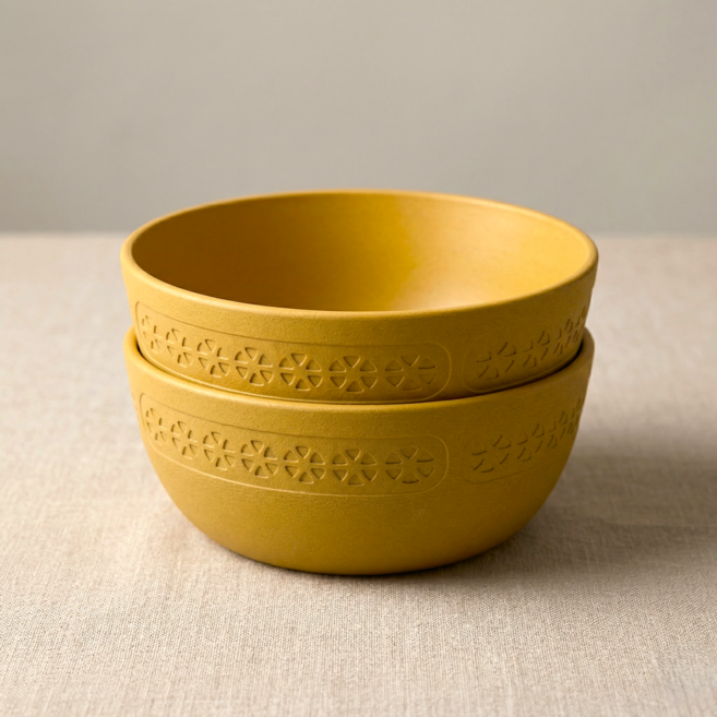 무독성 CXP 면기 우동기 비빔밥 용기 샐러드볼 가벼운 그릇, 2개, 엘로우