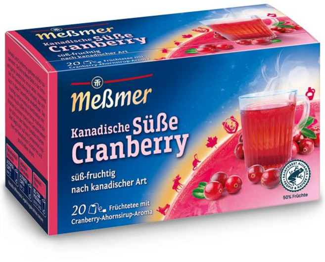 독일 메쓰머 messmer Cranberry Fruit tea 캐나다 스위트 크랜베리 과일차, 1개, 50g