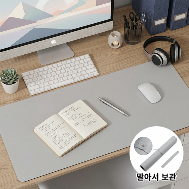 라이프엔라이크 마우스패드 장패드 대형 데스크매트 키보드 마우스 장패드 책상 보호매트, 라이트 그레이