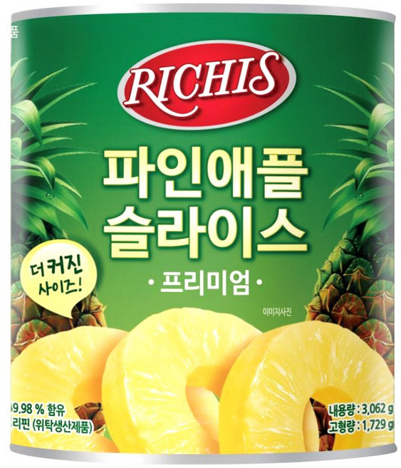 동서 리치스 파인애플 슬라이스 프리미엄 3kg, 1개