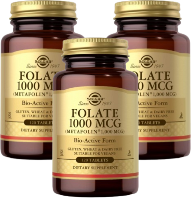 Solgar Folate (Metafolin) 엽산 (메타폴린) 1000mcg 120타블렛 3 SET, 120정, 3개