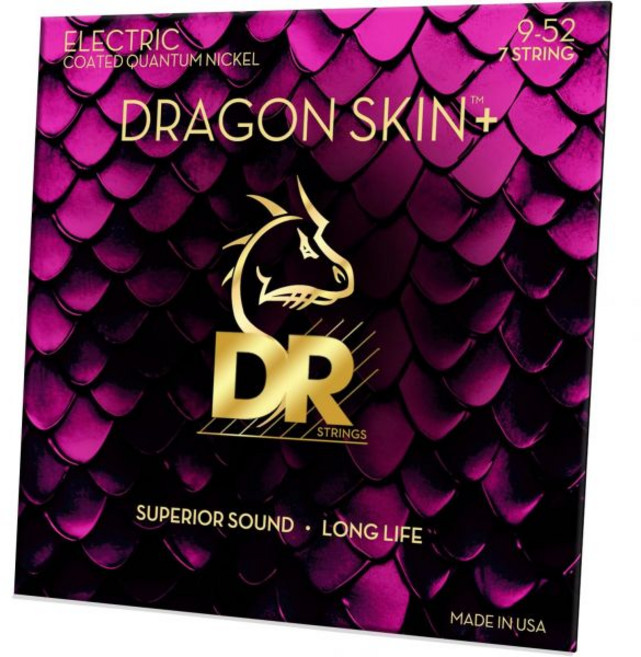 DR Strings 드래곤 스킨+ - 코팅 퀀텀 니켈 일렉트릭 기타줄 – DEQ-7/9 뛰어난 사운드와 편안한 감촉 긴 수명 라이트 7현 9-52, DEQ-7/9 라이트 7 스트링 9-52