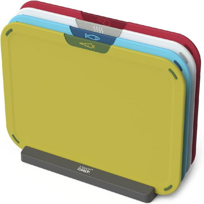 Joseph Duo Icon 4피스 컬러 코드 도마 세트(수납 스탠드 포함) 멀티컬러, Joseph Duo Icon 4피스 컬러 코드 커팅 보