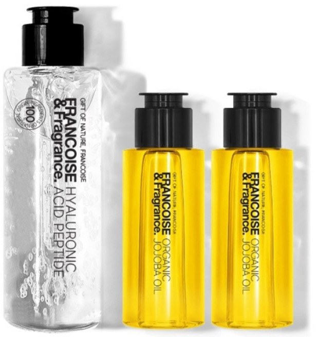 (재구매1위)유기농 호호바 페이스 오일 100% 50ml 2개+히알루론산 원액 앰플 저분자 100ml 1개 세트