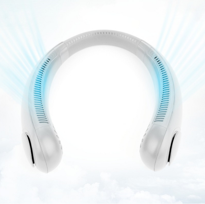 목선풍기 목풍기 넥밴드 선풍기 목걸이 선풍기 휴대용 미니 선풍기 KC인증, 흰색