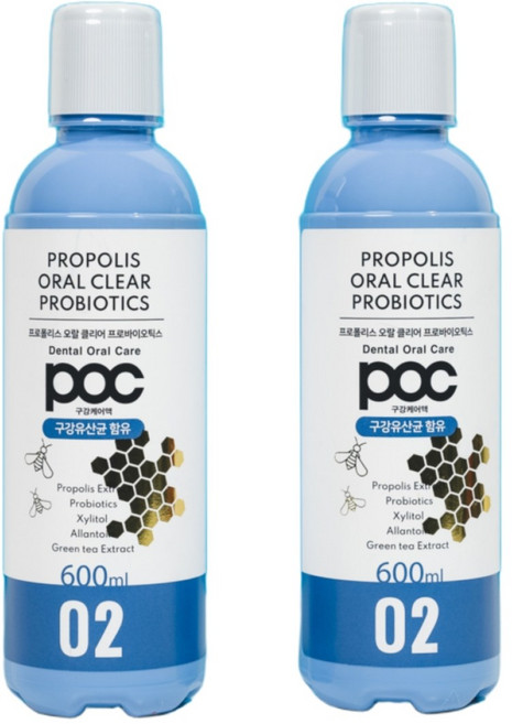 POC 프로폴리스 오랄클리어 찌꺼기 구강유산균 프로바이오틱스 가글, 600ml, 2개