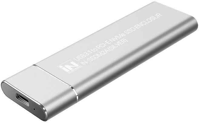 인네트 IN-SSDM2A(SILVER) M.2 SSD(NVMe) to USB3.1 C타입 외장 케이스 실버, 1개