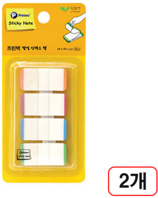 프린텍)인덱스탭(라인4색/38-18/25매/IT3818-4L) 2개입