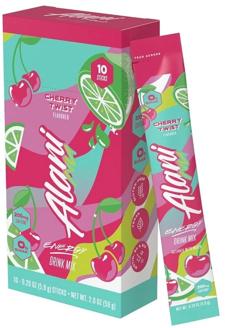 Alani Nu 알라니뉴 체리 트위스트 에너지 스틱 드링크 파우더 10개입, 브리즈베리 - 쿠팡