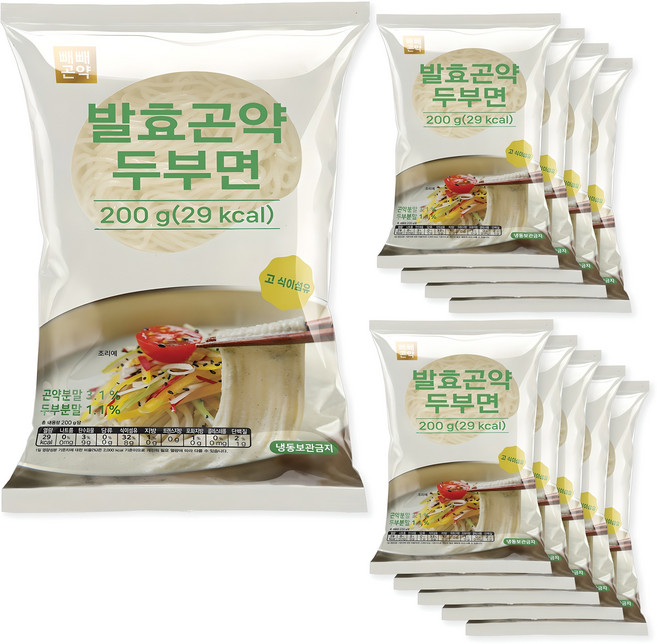 100g당 14.5kcal 빼빼곤약 발효곤약두부면 200g x 10팩, 10개