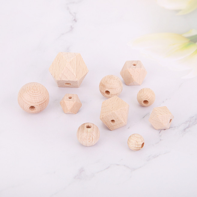 짱패브릭 마크라메 재료 우드비즈 너도밤나무 우드볼 / 우드팔각구슬 / 우드구슬, 원형, 10개, 원형