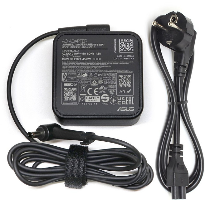 ASUS ADP-45ZE B (외경 4.5mm) 19V 2.37A 45W 어댑터 충전기 전원 케이블 포함, 1개, 어댑터+전원케이블