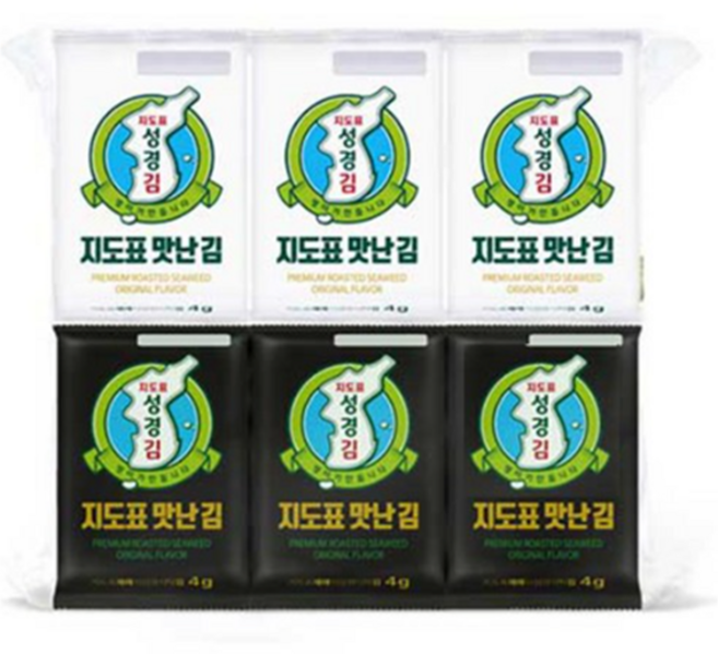 지도표성경 맛난 도시락김 흰색 6p + 검은색 6p 세트, 48g, 1세트