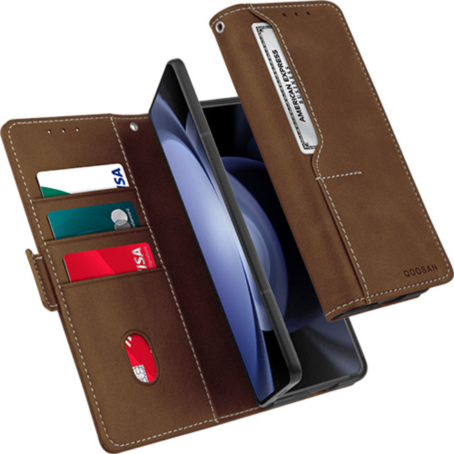 쿠산 갤럭시 Z 폴드 케이스 카드 수납 가죽 다이어리 플립 커버