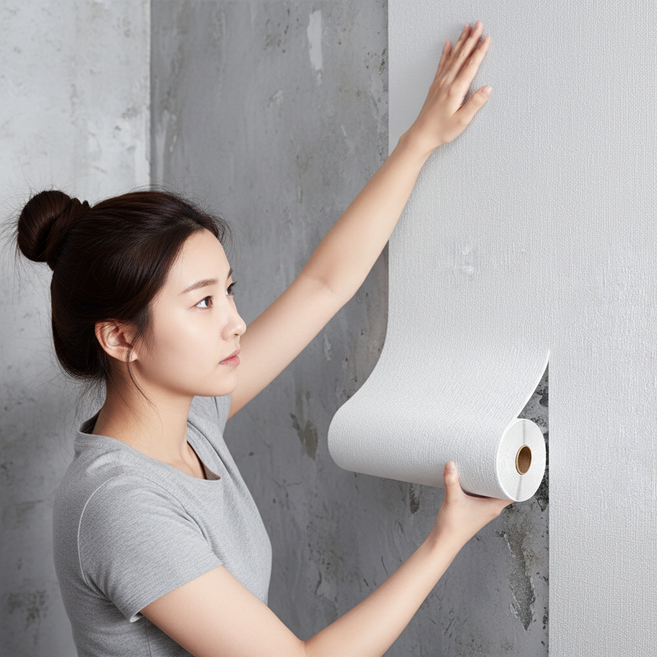 유피해피 곰팡이 습기방지 접착식 붙이는 단열 벽지, 유피 린넨화이트